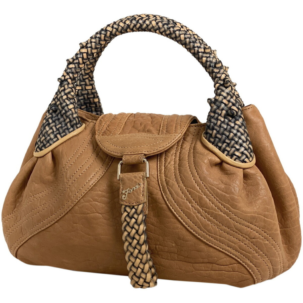 Fendi Spy Handbag Leather Brown